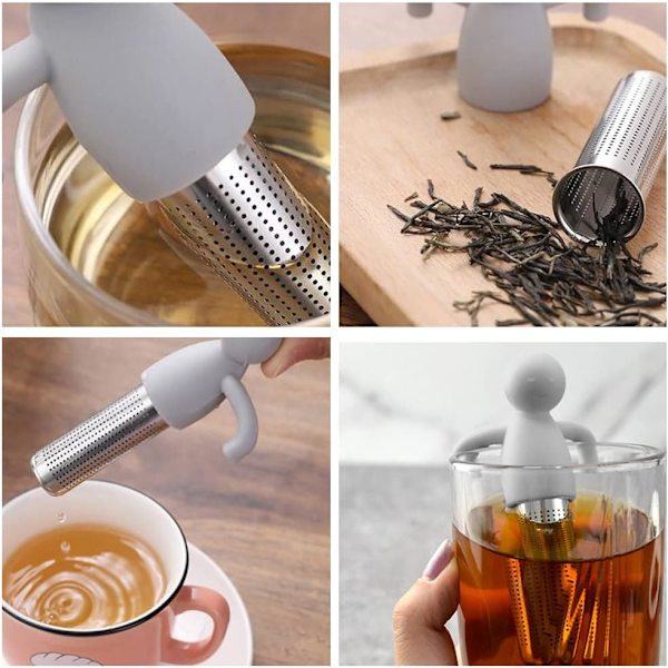 2 Stk. Te-infuser i rustfrit stål og silikone, Sød silikone, ZQKLA