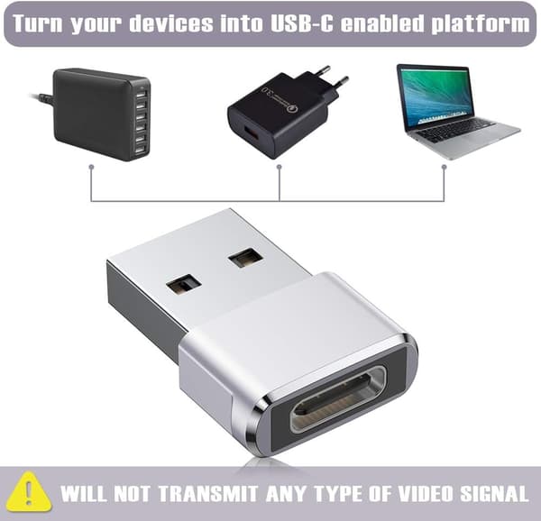 USB C Hun til USB Han Adapter 3 Pak, Type C til USB A Oplader, ZQKLA