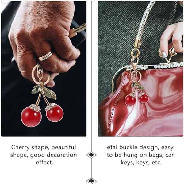 Cherry Nyckelring Pearl Crystal Nyckelring Strass nyckelring Ornament