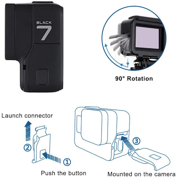 Udskiftningssideredør til GoPro Hero 7 Black, Aluminium Legering, ZQKLA