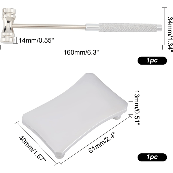 Mini stålsmykkehammer dobbelthovedhammer med stålplade, ZQKLA