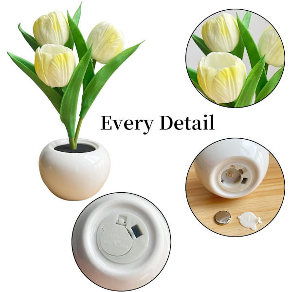 Led Bordlamper, Led Simuleret Tulipan Natlampe med Vase,,ZQKLA