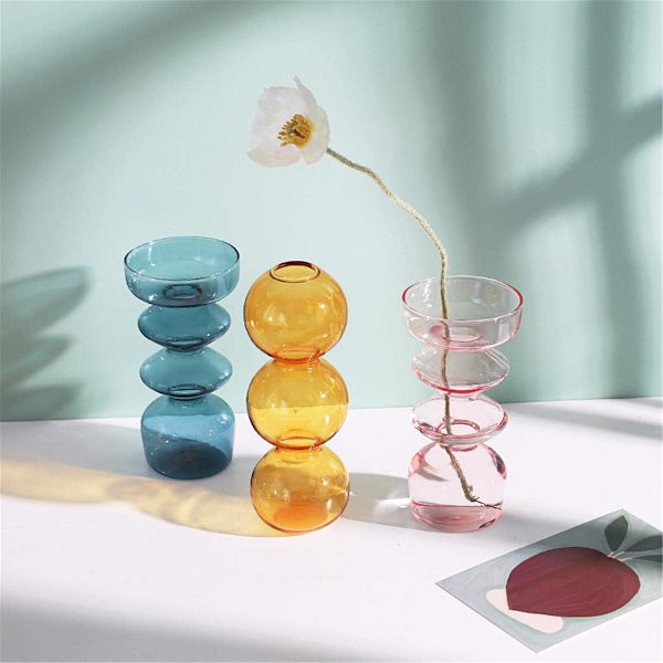 Hydroponisk Blomvas, Tre Klot 16,5 cm Hög Transparent Pl,ZQKLA