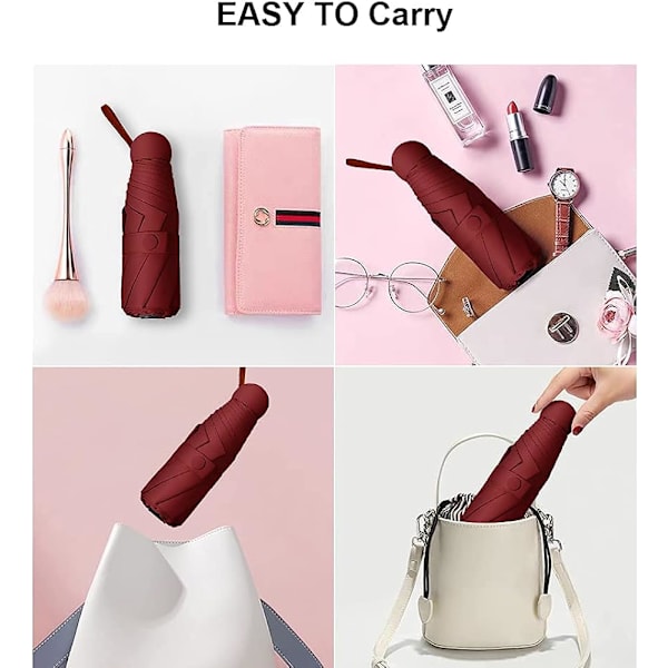 Mini Vindtæt Foldbar Rejse Paraply, Sol & Regn Paraplyer, ZQKLA