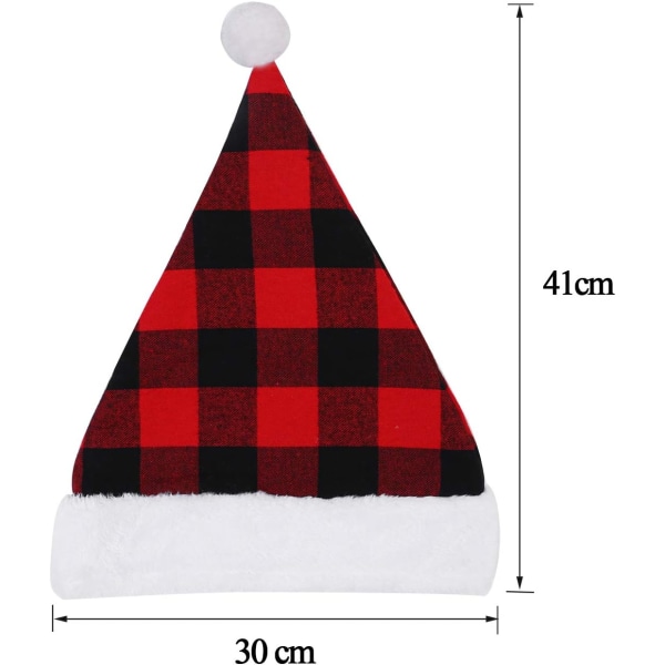 4 Pack Christmas Santa Hat Plaid Santa Hat Ylellinen pehmohattu, ZQKLA