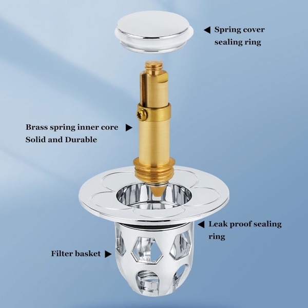 2 stk. Universal Pop Up Sink Drain, Pop-Up Sink Drain med ,ZQKLA