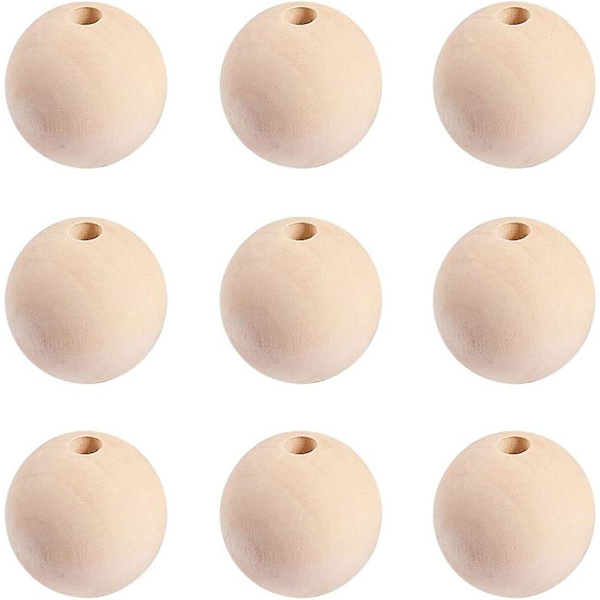 40mm Träpärlor 30st Oavslutade Stora Träpärlor Naturligt Träboll Lösa Pärlor Trädistanspärla