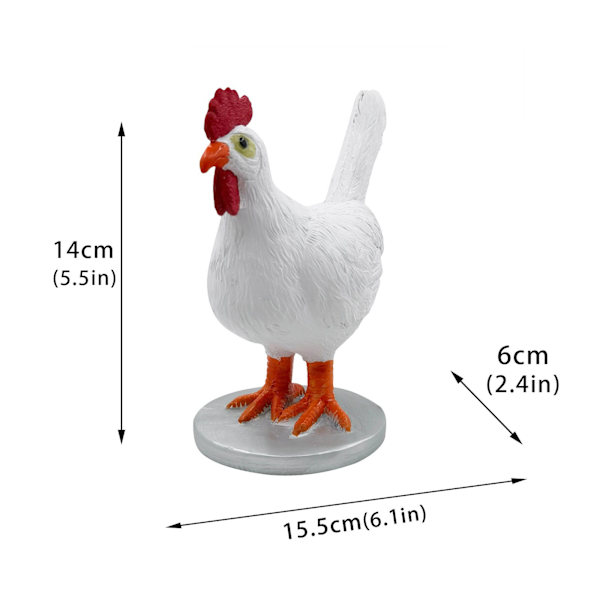 Hane Bordlampe Hvit Kylling Bakdel Nattelykt Harpiks Ornament, ZQKLA