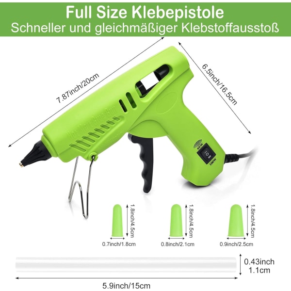 Limpistol med dubbel effekt – 60/100 W elverktyg med 30 11 mm genomskinliga limpatroner och 3 silikonskydd för gör-det-själv-reparationer och dekorationer för hem och kontor