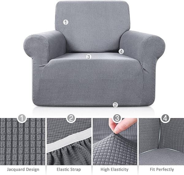 Dewenwils 1-sits Stretchsoffaöverdrag Jacquard Stretch Fåtöljöverdrag
