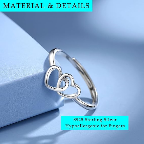Hopeasormukset naisille, S925 Sterling hopea kaksinkertainen sydän, ZQKLA