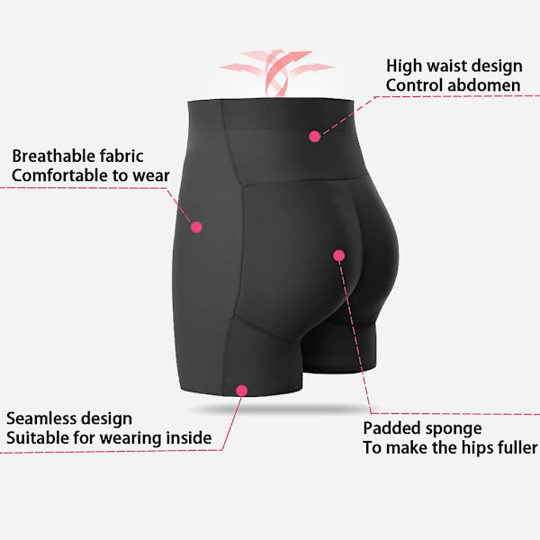 Butt Lift-trosor, Höftlyftande Padded Lingerie, Sömlös Magkontrollformare, Push Up Underkläder, Falsk Bakdelsförstärkare, Trosor, M