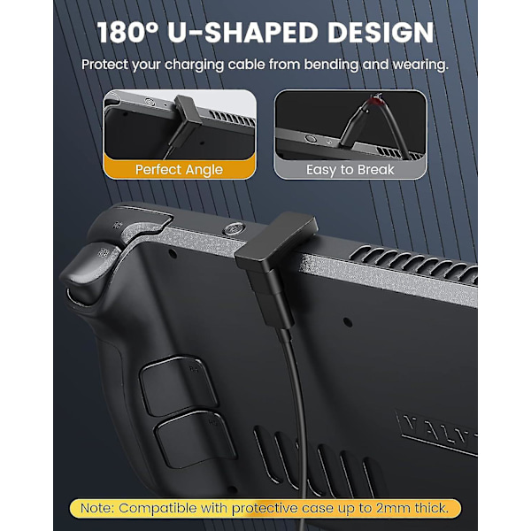 180 Graders Vinkel USB C Adapter 2-pack, U-formad USB-C till USB-C Konverterkontakt med PD 100W Snabbladdning 4K Video, U