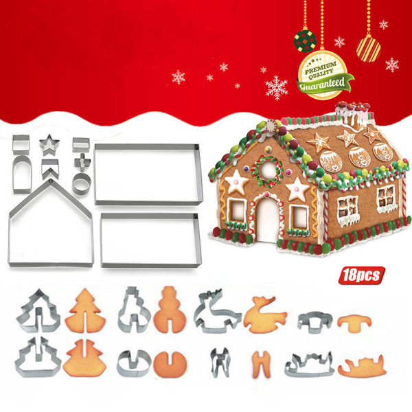 18 st Christmas House Cookie Cutter Set Bake Your Own Small,ZQKLA
