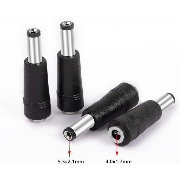 4 st DC-strömadapter 5,5x2,1 mm hane till 4,0x1,7 mm hona Elektrisk