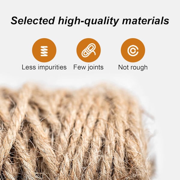 Sisal Reb 6mm Diameter Tyk og Robust Jute Snor 50 Meter, ZQKLA