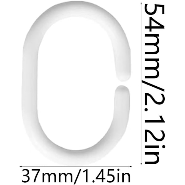 Duschdraperiringar, 12 st Plast Duschringar, C-formade Gardinringar
