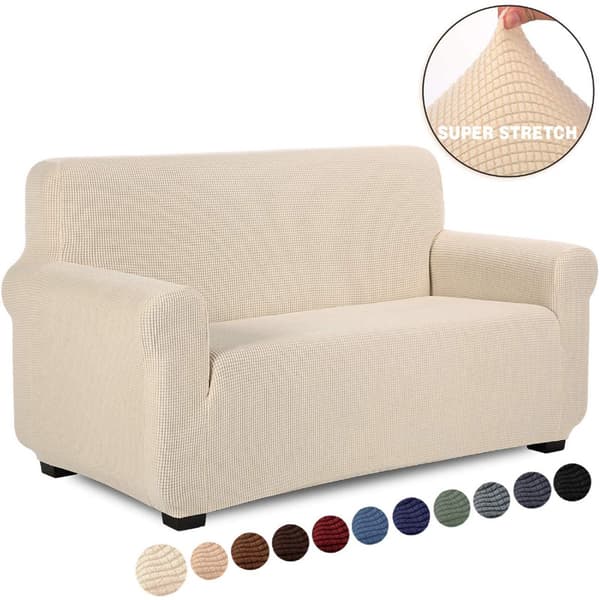 Sofföverdrag för 3-sits soffa, elastiskt mocka sofföverdrag för hemmet, heltäckande, ZQKLA