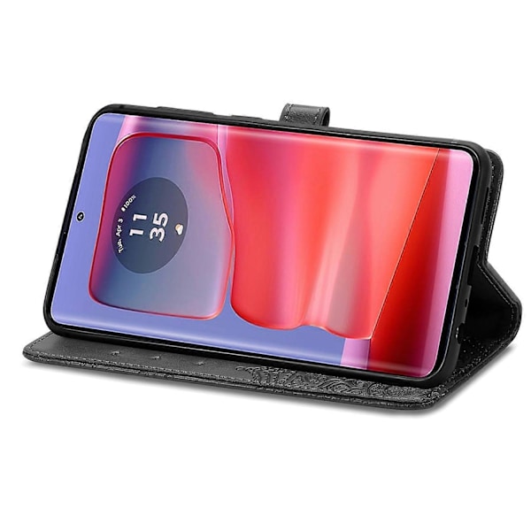 Til Motorola Moto G75 5G Wallet Case Mandala Blomst Læder Telefon Cover Stativ View-Sort Black