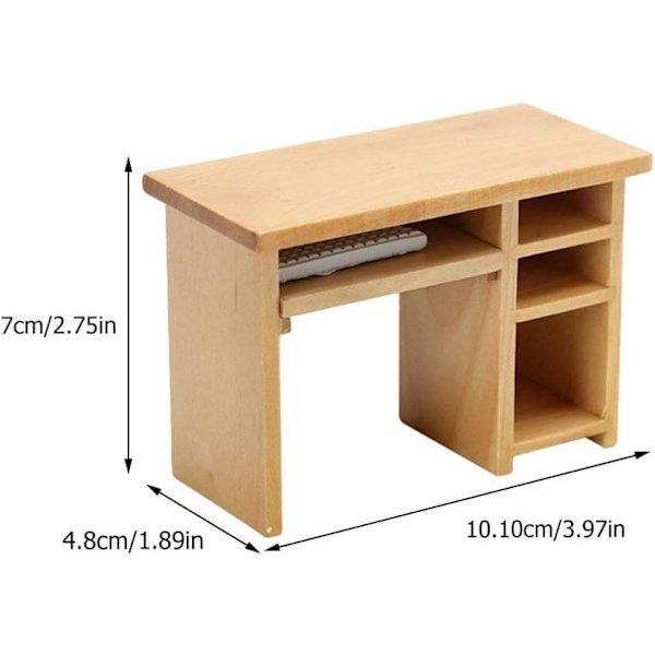 Miniatyr Møbler 1:12 Skala Dukkehuss Computerbord Træ Pels