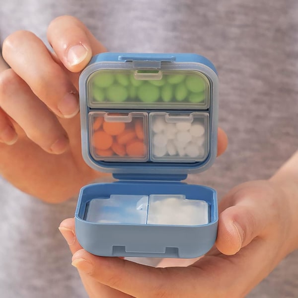 (blå, rosa orange) 2 delar 5 fack Pill Box, Medicin, ZQKLA