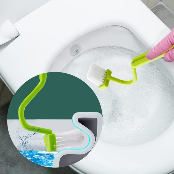 (3 stk.) Buet toiletbørste i plastik til toilethjørner, ZQKLA