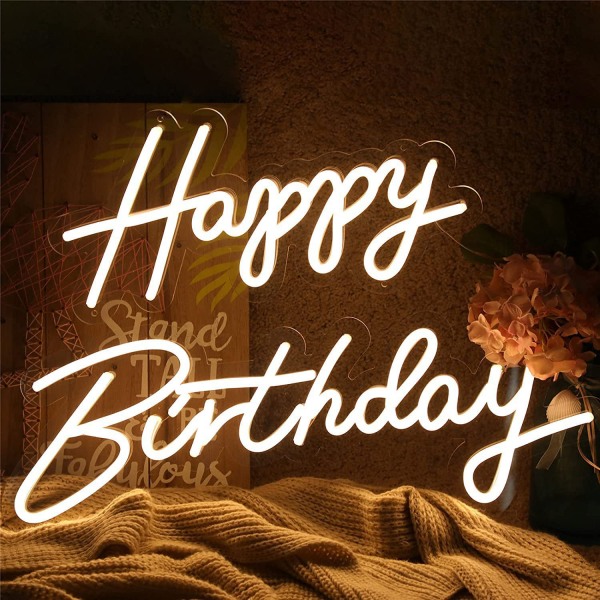 'Happy Birthday' LED Neon Nattlys - Bursdagsfestdekor, ZQKLA