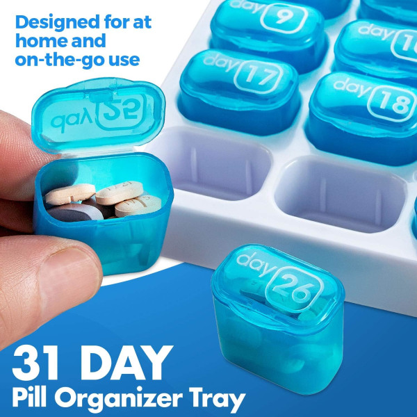 31 Day Pill Box - (Set med 2) Bärbar tablettbox för daglig pil, ZQKLA