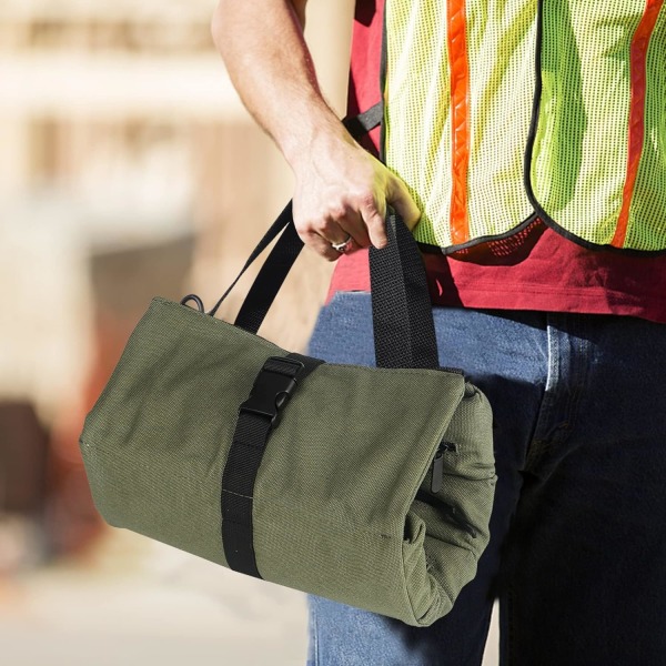 Værktøjsrulle Opbevaringstaske, Værktøjsrulle, 16OZ Canvas Multi-Purpose Nøgle