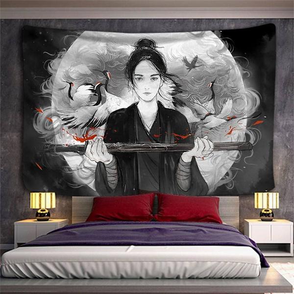 Seinävaate, Crane Warrior Woman Japan Seinävaate Taideprintti T, ZQKLA