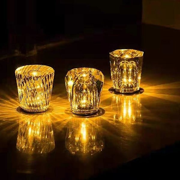 Kreativ Krystall Bordlampe Oppladbar LED Atmosfærelys for Bar Restaurant Kafé Style C