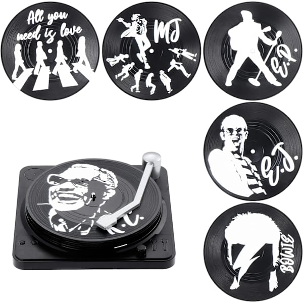 Vinyylialuset 6 kpl, CD-aluset Retro juomille Vinyyli, ZQKLA