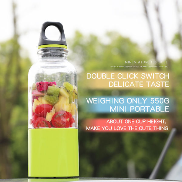 (Rosa) Fruktmixer, 500 ml USB-uppladdningsbar juicekopp för personligt bruk, ZQKLA