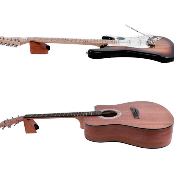 2-i-1 Gitarrhalsstöd Hållare Mahognyträ Musikinstrument, ZQKLA