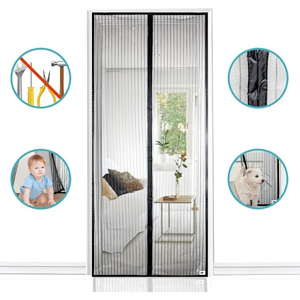 Magnetisk Myggnett for Dør, Mesh Gardin, Topp til Bunn Magnetisk