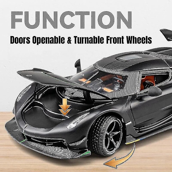 1/24 Koenigsegg Jesko Diecast Alloy Metal Toy Car Miniature Vehicle Model Pull Back Sound Light Doors Openable Collection Gift WG