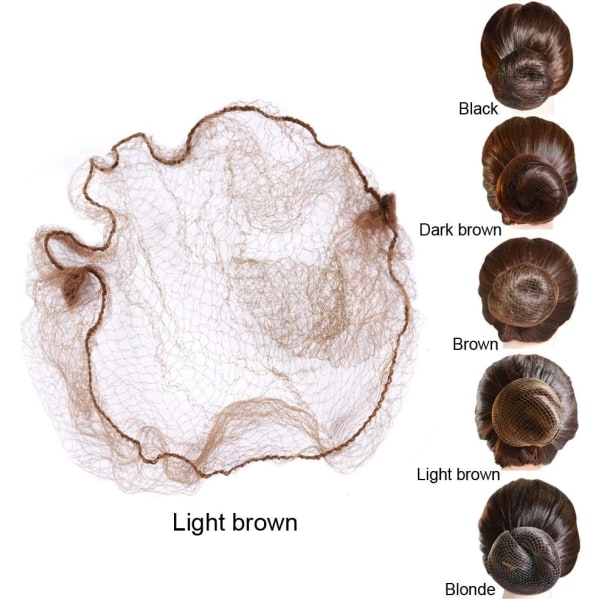 20 stk Usynlige Bun Hårnett Fikserings Elastiske Hårnett (Lys, ZQKLA