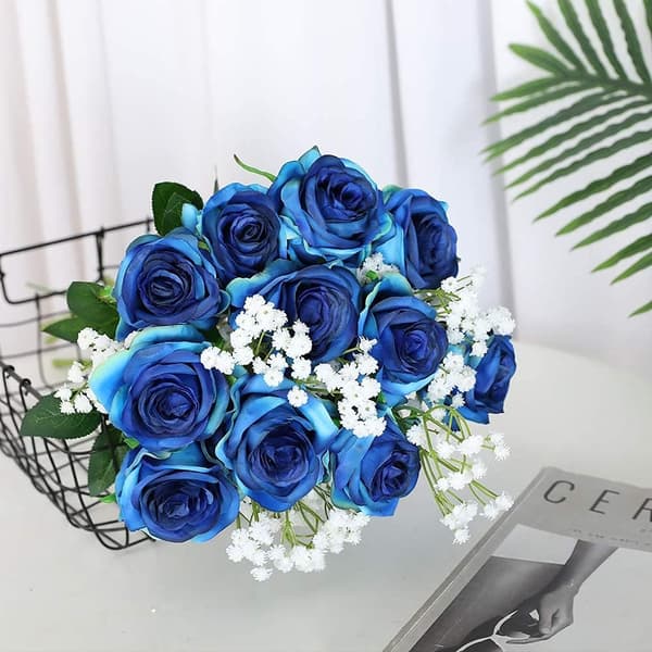 Imitert Silkeblomst Bukett Rose Hjemmekontor Bryllupsarrangement