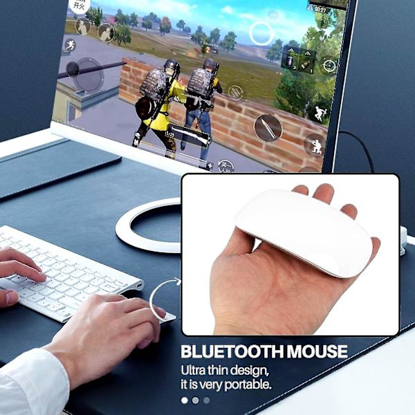 Bluetooth trådløs Magic Mouse lydløs genopladelig computermus slank ergonomisk pc-mus til Apple (bedst)