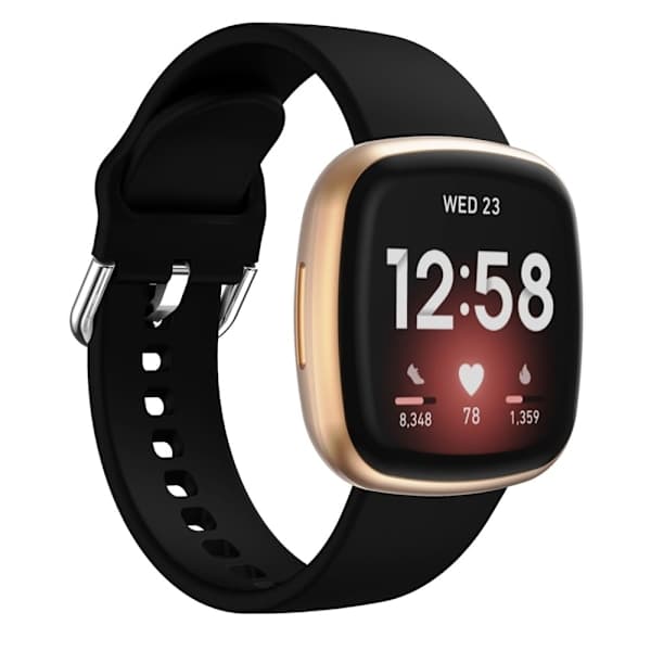 Silikone Armbånd Versa 3/Fitbit Sense - Sort Black Svart,su