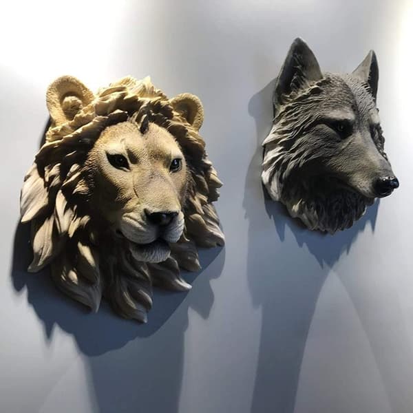 Rustikk 3D Dyrehode Veggdekorasjon Statuer Landlig Ro,ZQKLA