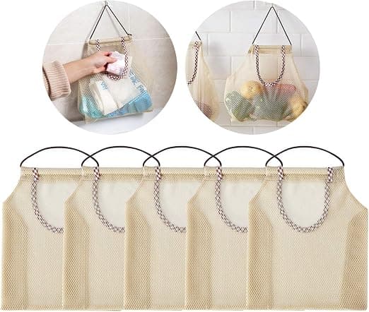 5-pack Andningsbara Mesh Förvaringsväskor för Potatis, Lök, Ga,ZQKLA