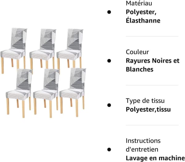 6 stycken matstolsöverdrag Elastiska Tvättsbara Avtagbara Stre,ZQKLA