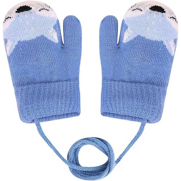 Baby Pojkar Flickor Vinter Stickade Vantar Varma Fleecefodrade Handskar, ZQKLA