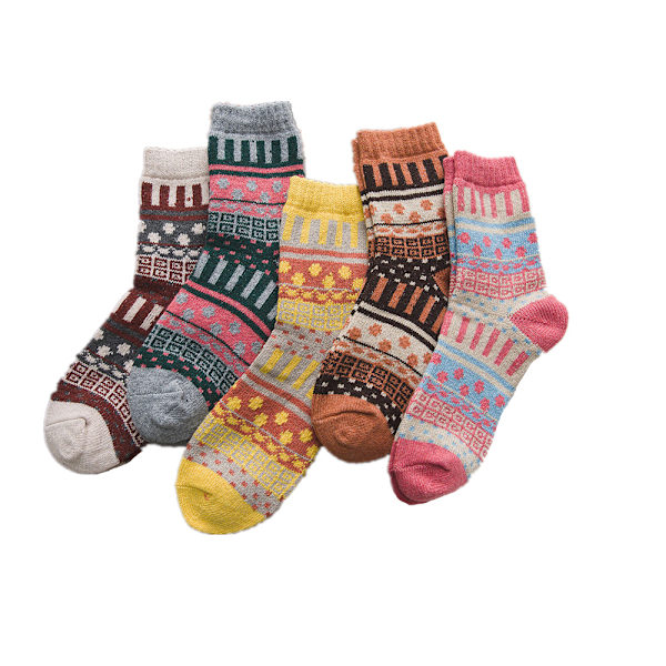 5 Par Damsockor Vinter Ull Varma Tjocka Crew Fuzzy Sock f,ZQKLA
