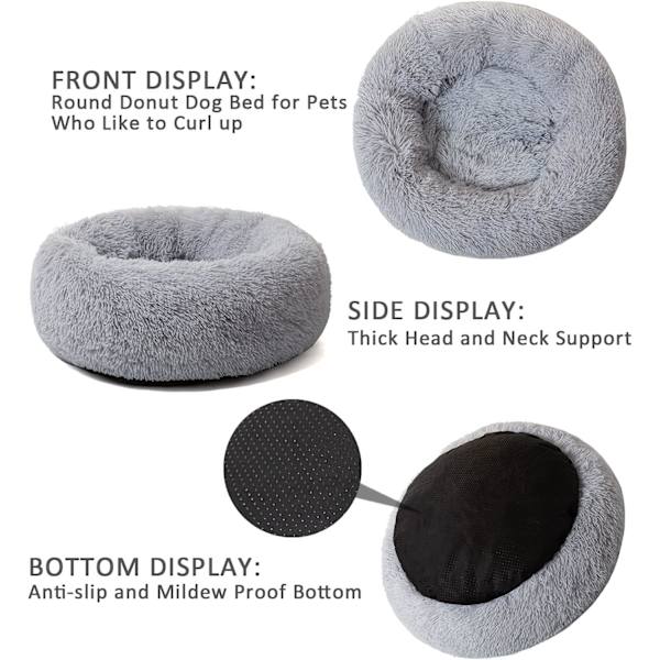 Kissankohtaus Donut-pehmuste, 80 cm Harmaa Flurry Lämmittävä Pyöreä Plussi C, ZQKLA