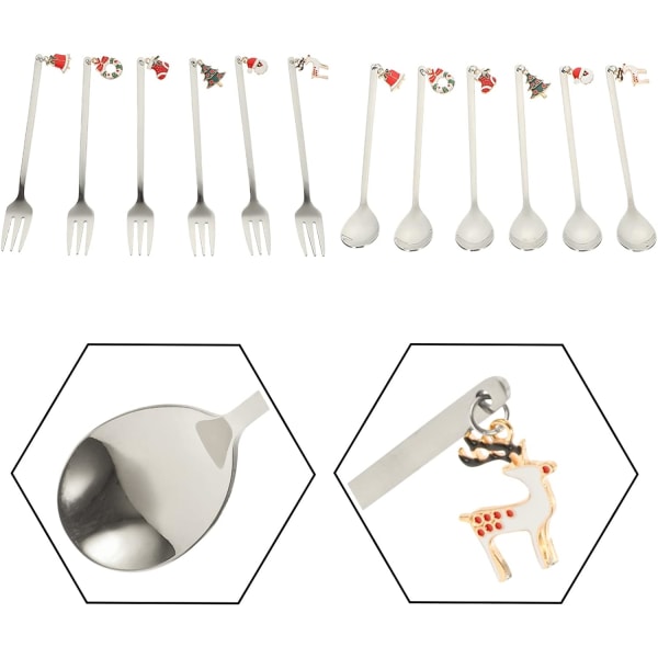 12 Piece Christmas Spoon Fork Set Christmas Silverware Holiday Ta