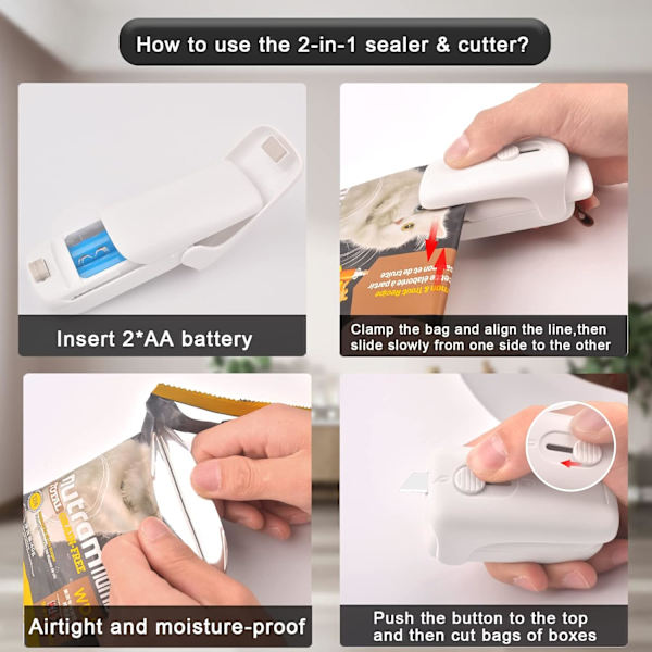 Musta, Mini-suljinkone leikkurilla, 2 in 1 sulkemislaite, ZQKLA