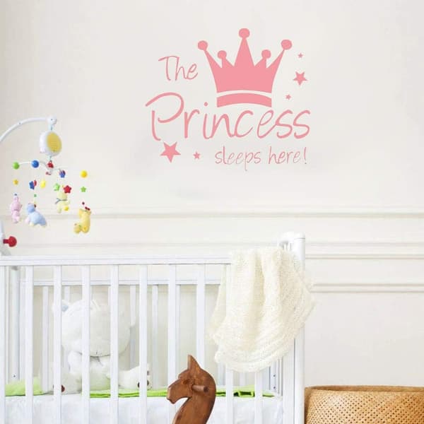 2 stk Veggklistremerke Prinsesse Sov Her 13,4 tommer Liten Krone St