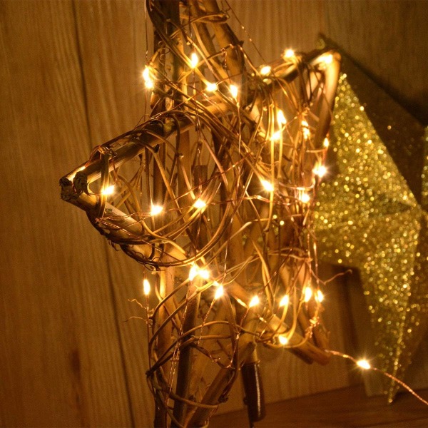 Christmas Star Tree Topper med 30 LED Warm White Copper Lig,ZQKLA